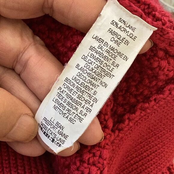 L.L. Bean Women's Signature Fisherman Sweater Cardigan Small Red Cable Knit - Picture 8 of 8